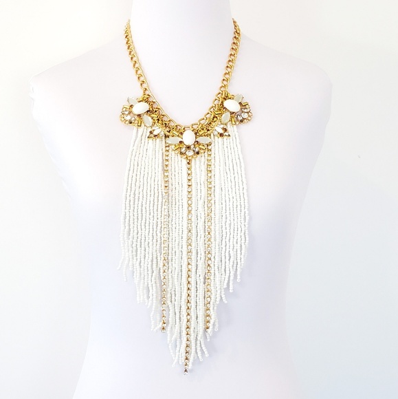 Boho Lux Jewelry - Extra Bold Multi Strand Statement Necklace White